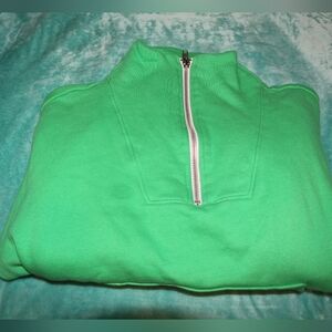 Green Cropped Quarter-Zip Pullover